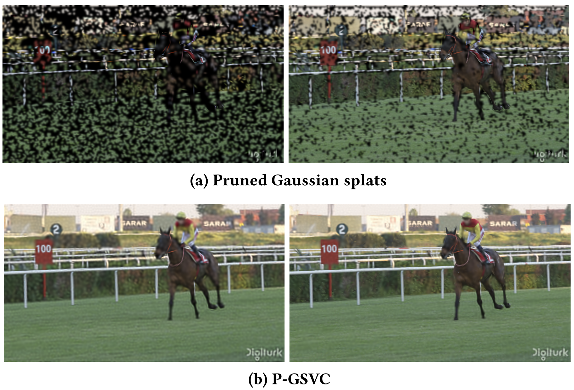 Motivation: pruned vs layered 2DGS